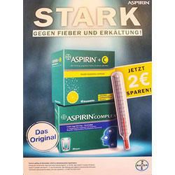 Aspirin+C 40 Stück und Aspirin Complex 20 Stück um €2 günstiger!